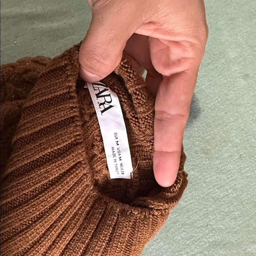 Zara Chestnut Ribbed Sweater